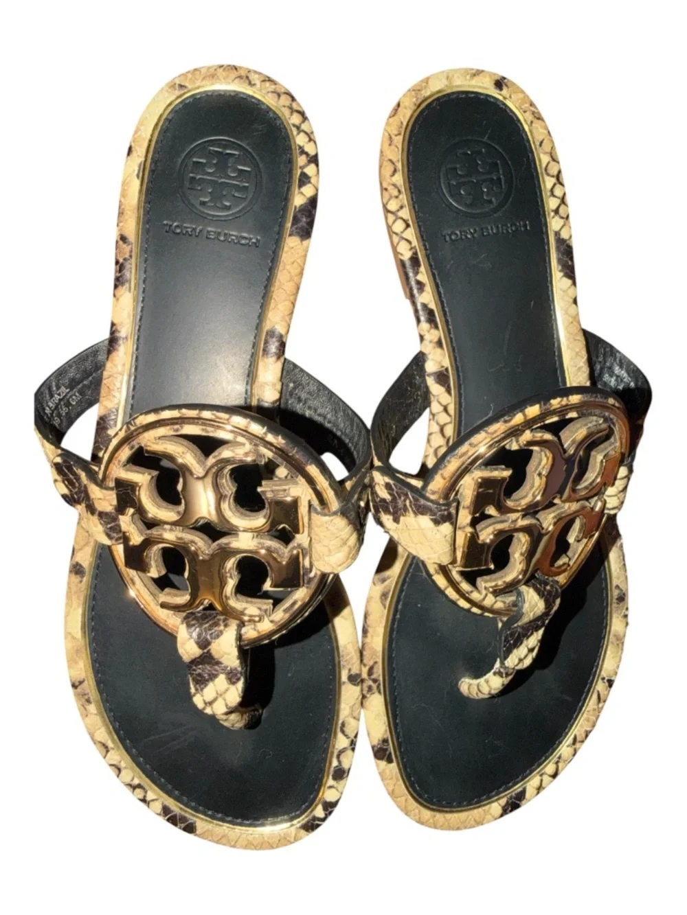 Tory Burch Miller Snakeskin Sandals Flats 6